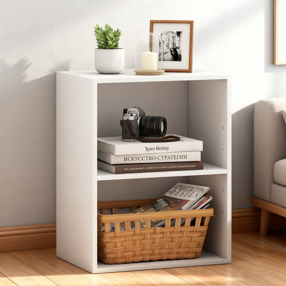 2-Cube Bookcase Floor Standing Open Bookshelf With 5-Position Adjustable Shelf_voghion.com